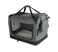 VOUNOT® Pet Carrier Bag, Foldable Dog & Cat Travel Carrier with 3 Doors, Breathable Mesh, Padded Handles, M, Grey