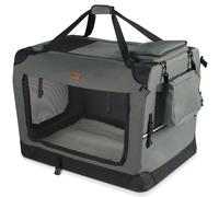 VOUNOT Pet Carrier Bag Portable Foldable Dog Cat Travel Carrier Bag, 3 Entry Doors, Breathable Mesh and Padded Handles, XL Grey