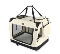VOUNOT Pet Carrier Bag Portable Foldable Dog Cat Travel Carrier Bag, 3 Entry Doors, Breathable Mesh and Padded Handles, M Beige