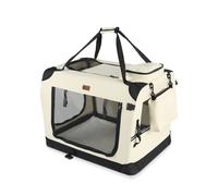VOUNOT Pet Carrier Bag Portable Foldable Dog Cat Travel Carrier Bag, 3 Entry Doors, Breathable Mesh and Padded Handles, S Beige