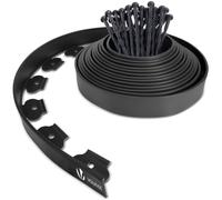 VOUNOT Plastic Garden Edging, Flexible Lawn Edging with 30 Pegs, Black 10m