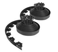 VOUNOT Plastic Garden Edging, Flexible Lawn Edging with 60 Pegs, Black 20m