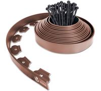 VOUNOT Plastic Garden Edging, Flexible Lawn Edging with Pegs, Brown 10m