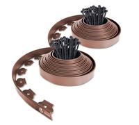 VOUNOT Plastic Garden Edging, Flexible Lawn Edging with Pegs, Brown 20m