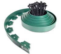 VOUNOT Plastic Garden Edging, Flexible Lawn Edging with Pegs, Green 10m