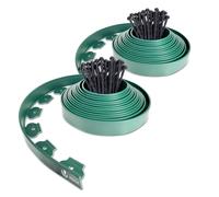 VOUNOT Plastic Garden Edging, Flexible Lawn Edging with Pegs, Green 20m