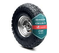 VOUNOT® Pneumatic Wheel 3.50-4 with Inner Tube, Replacement Wheelbarrow Wheel with Ball Bearings, 260x85mm, 16mm Bore, Heavy Duty Tyre for Wheelbarrow Sack Truck Garden Trolley