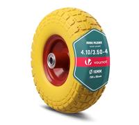 VOUNOT® Puncture-Proof 3.5-4 PU Wheelbarrow Wheel 260x85mm, 16mm Bore, with Needle Bearings for Hand Trucks, Carts, and Garden Trailers, Yellow