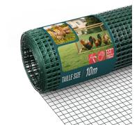VOUNOT® PVC Coated Welded Wire Mesh Roll 0.5 x 10m, 13mm Mesh, 0.8mm Wire Thickness, Metal Garden Fencing for Small Animals, Poultry, Chicken Coop, Green