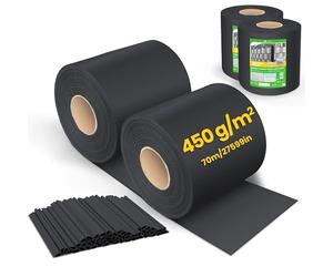 VOUNOT® PVC Privacy Screen Strips 450 g/m² Garden Privacy Fence Screen 140m x 19cm Double Rod Mats with 80 Clips for Deck, Patio, Balcony, Black
