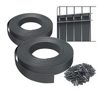 VOUNOT PVC Privacy Strips Garden Privacy Fence Screen 150m x 4.7cm Double Rod Mats with 300 Clips for Deck, Patio, Balcony, Grey