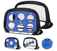 VOUNOT® Set of 2 Pop up Goals for Kids, 4-in-1 Football Net for Children, Foldable Mini Soccer Target Net, Football Training Equipment, Indoor & Outdoor