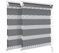 VOUNOT 2 Pack Day&Night Zebra/Vision Window Double Roller Blinds Grey 90x150cm