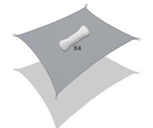 VOUNOT Sun Shade Sail Waterproof Rectangler Sail Canopy With Mounting Ropes 3x4m, Grey