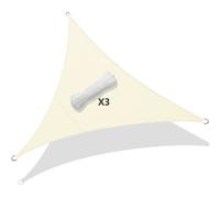 VOUNOT Sun Shade Sail Waterproof Triangle Sail Canopy With Mounting Ropes 5x5x5m, Beige