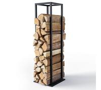 VOUNOT® Vertical Firewood Log Rack, Metal Log Holder, Compact & Stable Firewood Storage for Indoor and Outdoor, 33 x 33 x 112 cm- Black