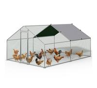 VOUNOT® Walk In Chicken Run Coop, Large Galvanised Metal Poultry Cage with Lockable Door, Waterproof Roof Cover for Chickens, Hens, Rabbits, Ducks & Small Animals, 400 x 300 x 200 cm