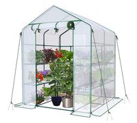 VOUNOT Walk In Greenhouse with Shelves, Roll up Zip Panel Door Garden Plastic...