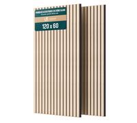 VOUNOT® Wooden Slat Acoustic Wall Panels 2 Pack 120x60 cm, Sound Absorbing Decorative Wood Panelling for Living Room, Bedroom & Office, White Oak