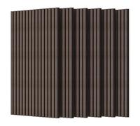 VOUNOT® Wooden Slat Acoustic Wall Panels 6 Pack 120x60 cm, Sound Absorbing Decorative Wood Panelling for Living Room, Bedroom & Office, Dark Oak