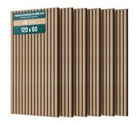 VOUNOT® Wooden Slat Acoustic Wall Panels 6 Pack 120x60 cm, Sound Absorbing Decorative Wood Panelling for Living Room, Bedroom & Office, Light Oak