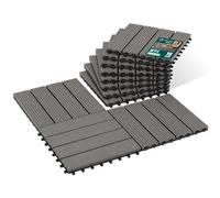 VOUNOT WPC Decking Tiles Set of 16, Outdoor Deck Tiles, 30x30 cm,Grey
