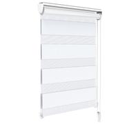 VOUNOT Zebra Roller Blind Double Fabric, Day and Night Translucent or Blackout Vision Curtains, No Drilling for Window and Door , White, 90 x 150 cm