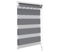 VOUNOT Zebra Roller Blind Double Fabric, Day and Night Translucent or Blackout Vision Curtains, No Drilling for Window and Door , Grey, 50 x 150 cm