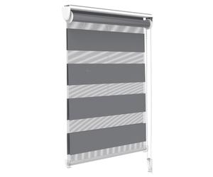 VOUNOT Zebra Roller Blind Double Fabric, Day and Night Translucent or Blackout Vision Curtains, No Drilling for Window and Door , Grey, 55 x 150 cm