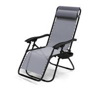VOUNOT Zero Gravity Chairs Garden Sun Loungers with Cup and Phone Holder Grey