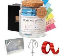 VOVCIG Bible Verse Jar,Read Me When Bible Verses Jar for Women,Hope Prayer Gift with Ribbon,Cross Necklace,Postcard
