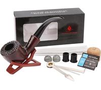 VOVCIG Tobacco Pipe Set Cigar Pipes for Smoking Set Perfect Pipe Set for Beginners with Wooden Stand 3-in-1 Pipe Stopper Pipe Cleaner Pipe Tobacco Accessories