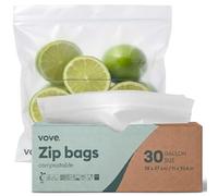 Vove Compostable 4 Litre Bags 30 Count, Heavy-Duty Plastic-Free Zip Bags for Bulk Food Storage and Freezer Meal Prep, PFAS-Free BPI Certified, Leakproof Airtight Seal, Plant-Based