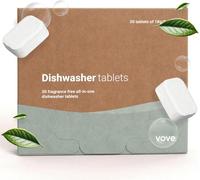 Vove Dishwasher Tablet Starter Set, 40 Count with Reusable Storage Tin - Plastic-Free, No PVA, No Microplastics - 2x Enzyme Power, Plant-Based, Fragrance-Free, Septic Safe