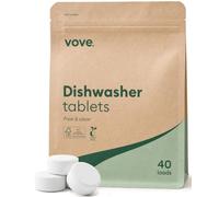 Vove Dishwasher Tablets, 40 Count, Plant-Based Fragrance-Free | Plastic-free, no PVA, no microplastics, 2x enzyme power, septic safe, FSC-certified kraft packaging