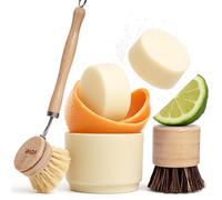 Vove Hand Wash Starter Set with Refillable Dark Glass Pump Bottle & 3 Refills, Mandarin Geranium & Cedarwood, Powder-to-Gel with Aloe Vera & Cactus Extract, Plant-Based Formula, Plastic-Free