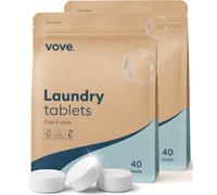 Vove Laundry Detergent Tablets, 80 Washes, Plant-Based Fragrance-Free | Plastic-free, PVA-free, zero microplastics, enzyme-powered stain removal, works in cold water, septic safe