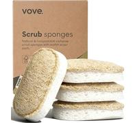 Vove Washing Up Sponges, Pack of 4, Cellulose & Cotton with Natural Loofah, Eco-Friendly Loofah Kitchen Sponges, Bathroom Scrubbing Pads, FSC-Certified Packaging