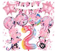 VOVhpbidy Minnie Mous Balloons Birthday Set 2 Years Girls Mouse Birthday Decoration Foil Balloon Children's Birthday Balloons Minnie Mouse Birthday Party Decoration Balloons Set for Children (2) Pack