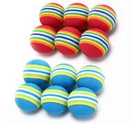 VOVIGGOL 12 Pack 2 Color Rainbow Cat Toy Balls Soft EVA Foam Interactive Indoor Kittens Favorite Toys 1.38" Dia. Small Dogs Puppies Toy Balls Bulk Activity Chase Quiet Play Sponge Ball