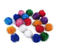 VOVIGGOL 20 Pack 5CM Cat Sparkle balls for Cats Large Size, Glitter Pom Poms Fuzzy Cat Balls Tinsel Balls for Cats Kitten Indoor Assorted Color Random