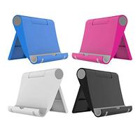 VOVIGGOL 4 Pack Mobile Phone Stand for Desk, Mobile Phone Holder Foldable Mobile Stand Phone Dock, Adjustable Tablet Stand Holder Compatible with iPhone 13 12 11 Pro Xs X 8 iPad Samsung (4 Color)