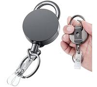 VOVIGGOL Heavy Duty Badge Reels Retractable Badge Holders with Belt Clip Key Ring, Metal ID Card Holder Carabiner Keychain Ring for Name Badge Clips, 27.5 Inch Strong Dyneema Pull Cord