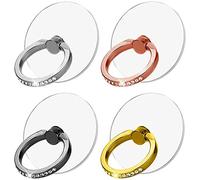 VOVIGGOL Mobile Phone Ring Holder Stand 4 Pack, Glitter Phone Ring Bling Sparkle Finger Kickstand 360 Degree Rotation Clear Phone Ring Grip Compatible iPhone iPad Phone Case(Glitter 4 Color)
