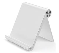 VOVIGGOL Mobile Phone Stand for Desk, Adjustable Desk Phone Stand, Foldable Phone Dock Cradle for iPhone iPad Tablet 4 to 7.9 Inch Smartphones (White)