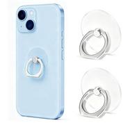 VOVIGGOL Transparent Phone Ring Holder Stand 2Pcs, 360° Rotation Cell Phone Ring Holder Mobile Finger Kickstand Hand Phone Grip for iPhone, Clear Smartphone Ring for Phone Case (Round)