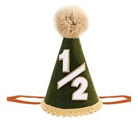 Vovii 1/2 Green Birthday Hat with Pom Ball for Boys' Half Birthday Party Decorations, Half Way To One Boy Decoration, Photo Props, Outfit Accessories