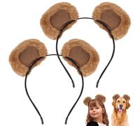 Vovii 2Pcs Bear Ears Headband for Women and Girls, Furry Animal Headbands Hair Accessories With Adjustable Movable Ear for Adult Halloween Cosplay Costume Makeup Washing Face(Brown