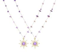 Vovii Crystal Sun Necklace for Women Rapunzel Accessories, Purple Celestial Necklace for Rapunzel Halloween Costume Dress Gift