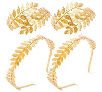 Vovii Greek Goddess Headband & Arm Bands Set for Women Toga Costume, Laurel Wreath Crown Gold Leaf Headband Headpiece for Roman Emperor Greek Accessories Cosplay Prom (4Pcs)